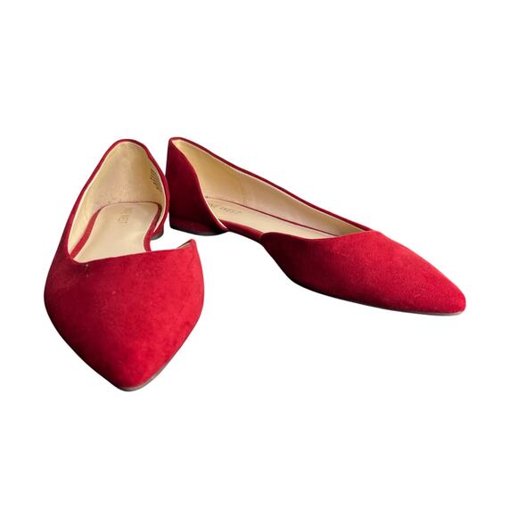 Nine West Flat Shoes Womens 8 Red Suede Pointy Classic Classy - Picture 1 of 10